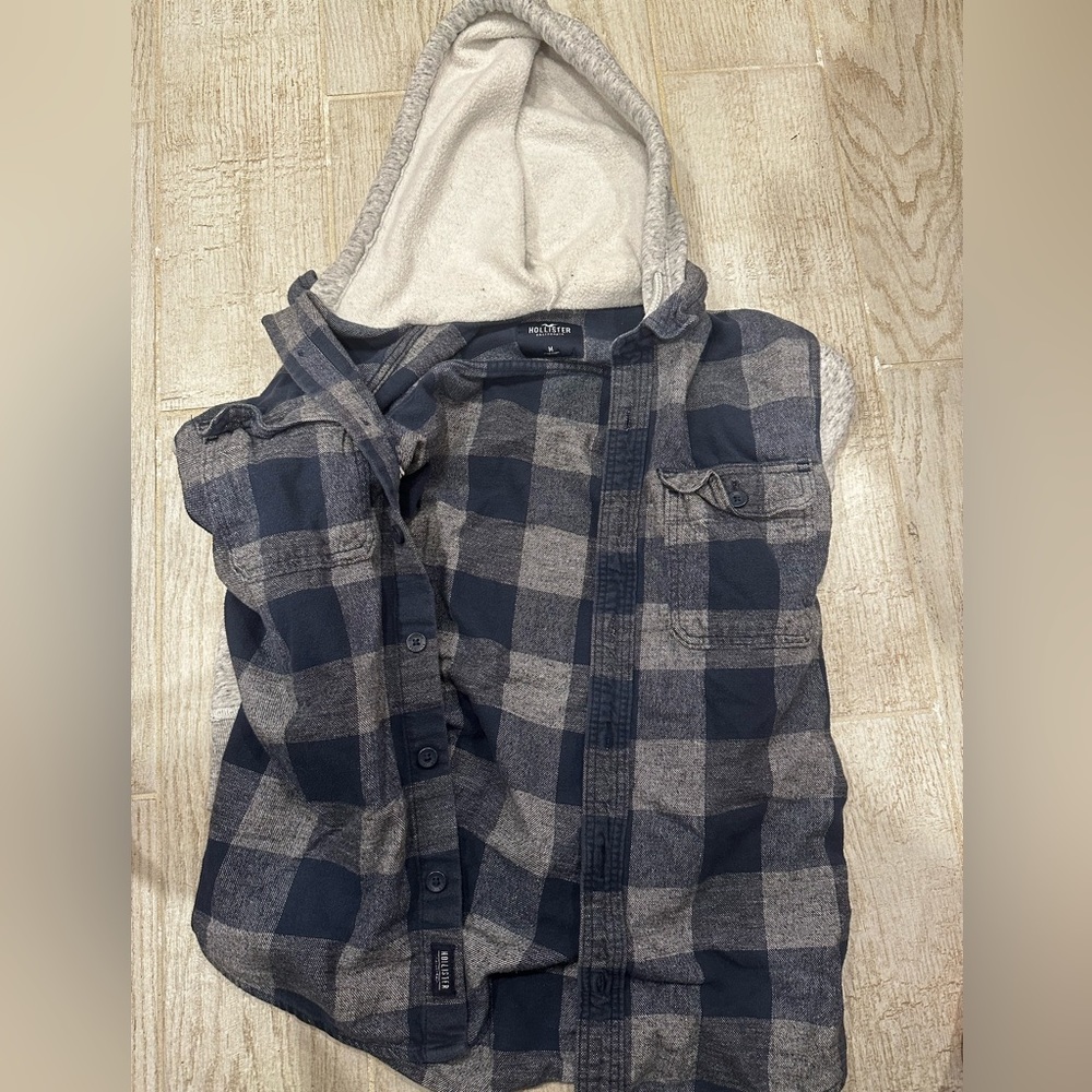 Hollister Plaid Lightweight Button Sweatshirt